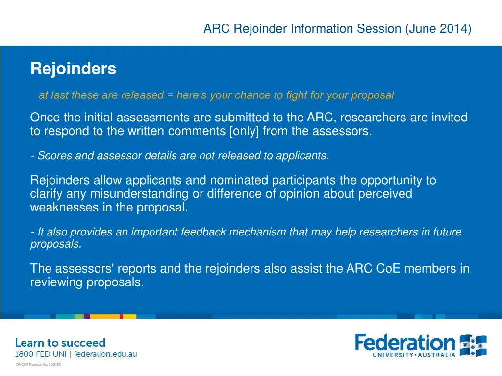 arc rejoinder information session june 2014 12