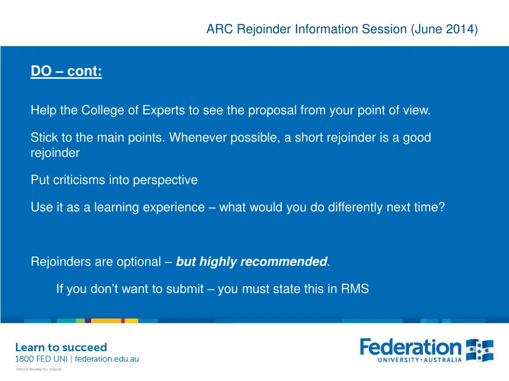 arc rejoinder information session june 2014 26