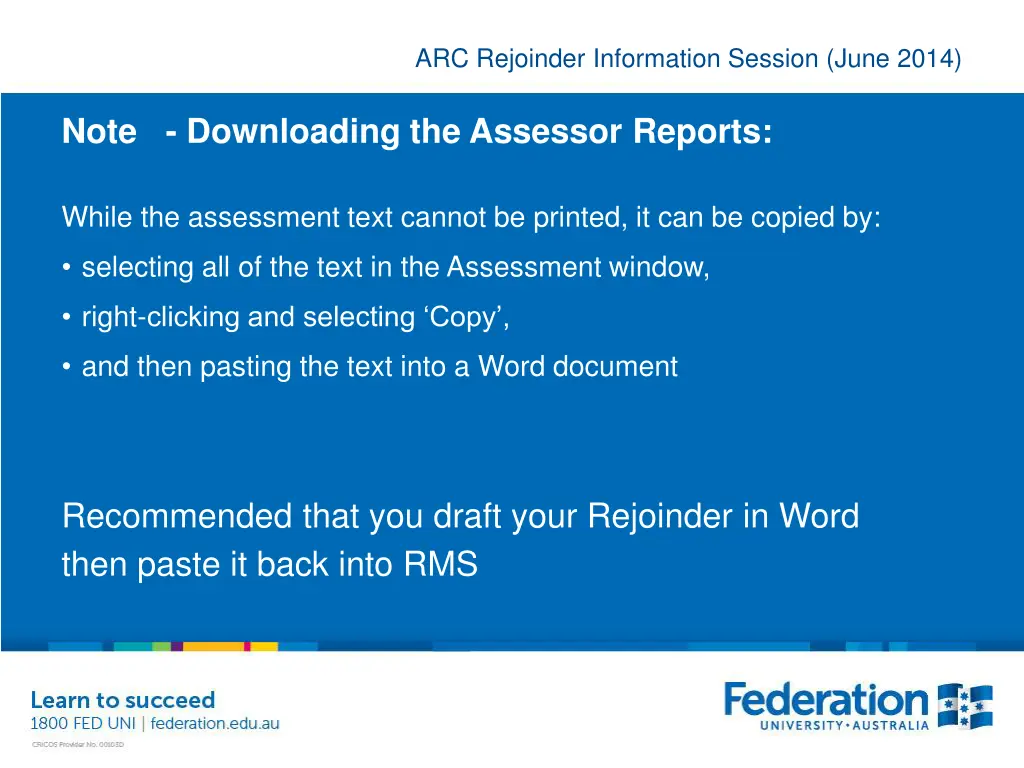 arc rejoinder information session june 2014 40