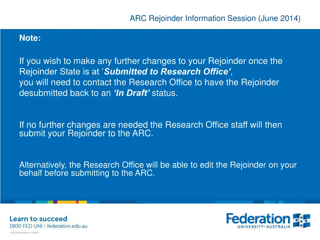 arc rejoinder information session june 2014 46