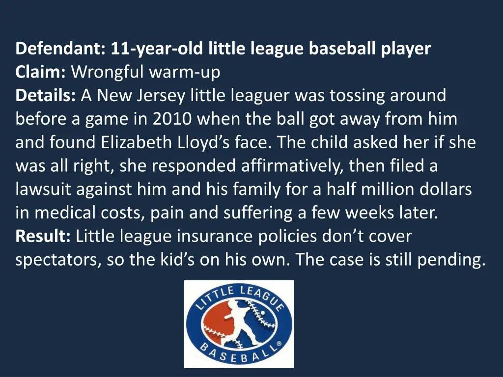 defendant 11 year old little league baseball