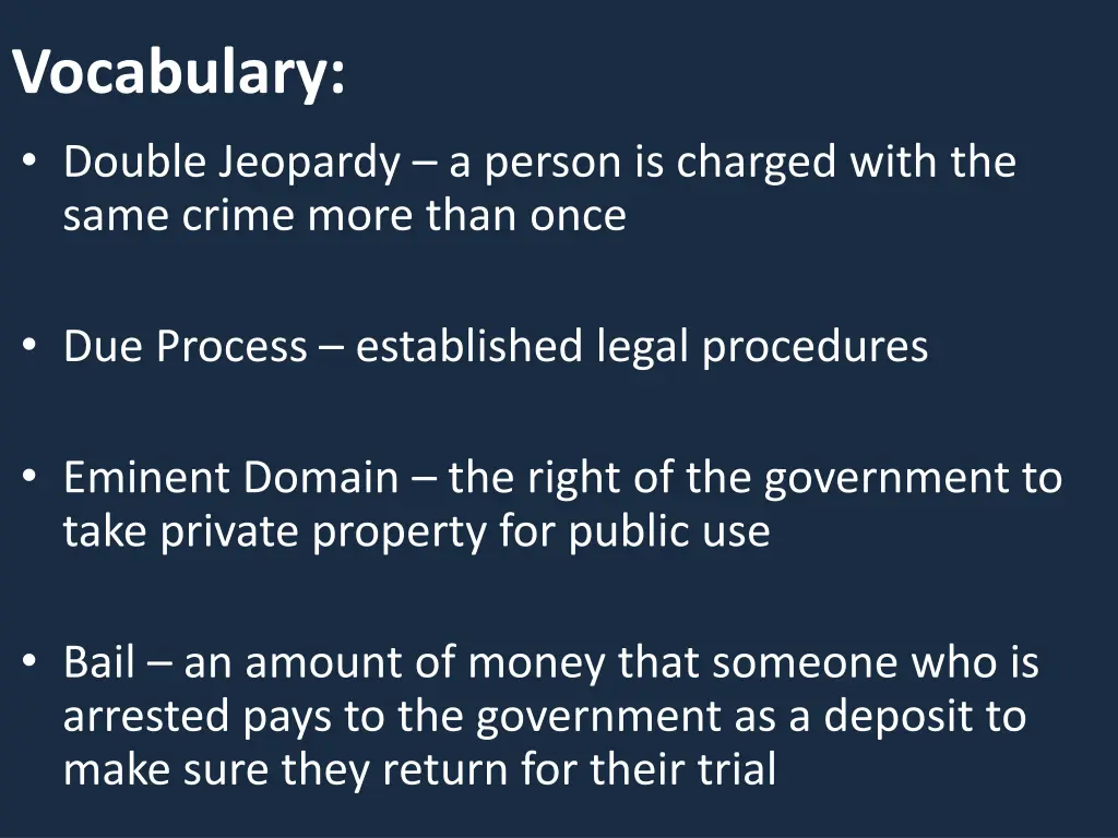 vocabulary double jeopardy a person is charged