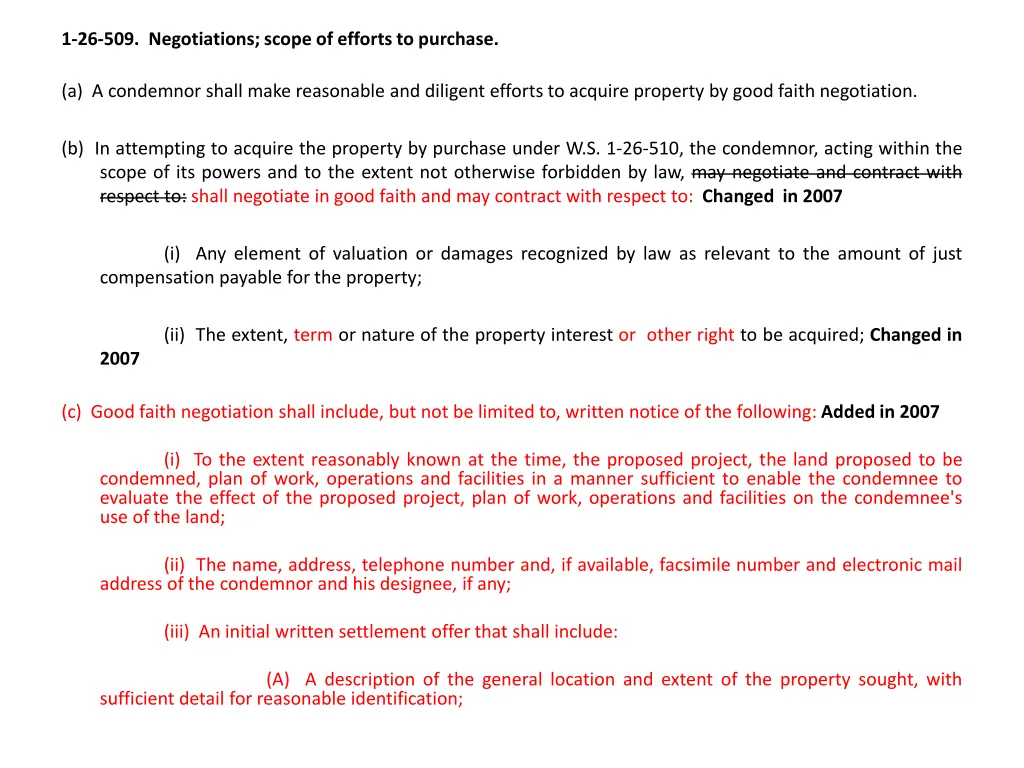 1 26 509 negotiations scope of efforts to purchase