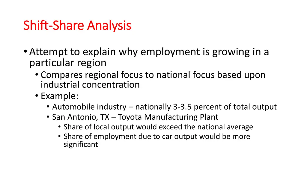 shift shift share analysis share analysis