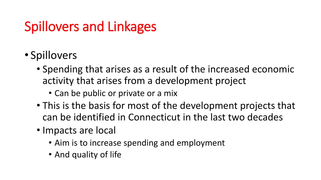 spillovers and linkages spillovers and linkages