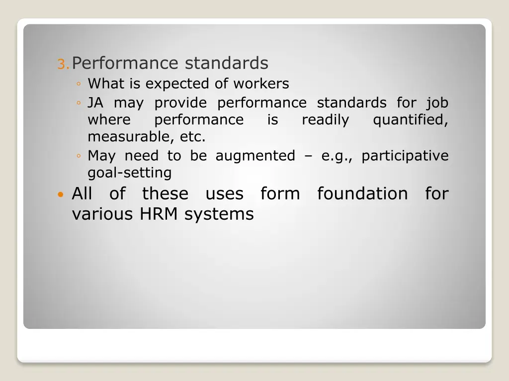 3 performance standards what is expected