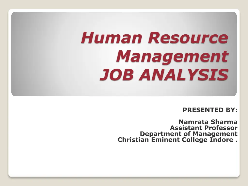 human resource management job analysis