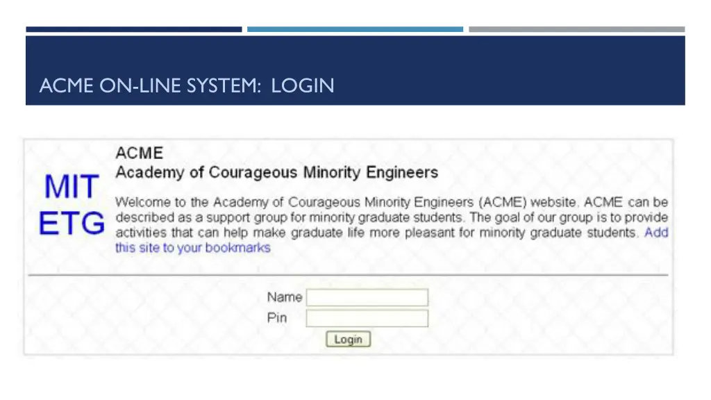 acme on line system login