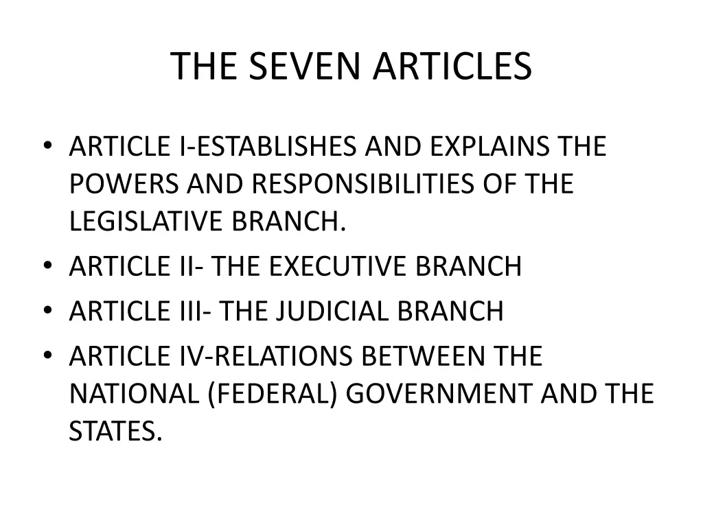 the seven articles