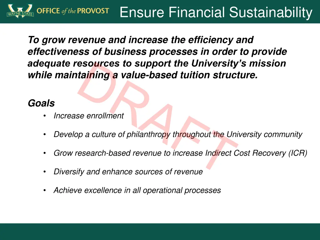 ensure financial sustainability