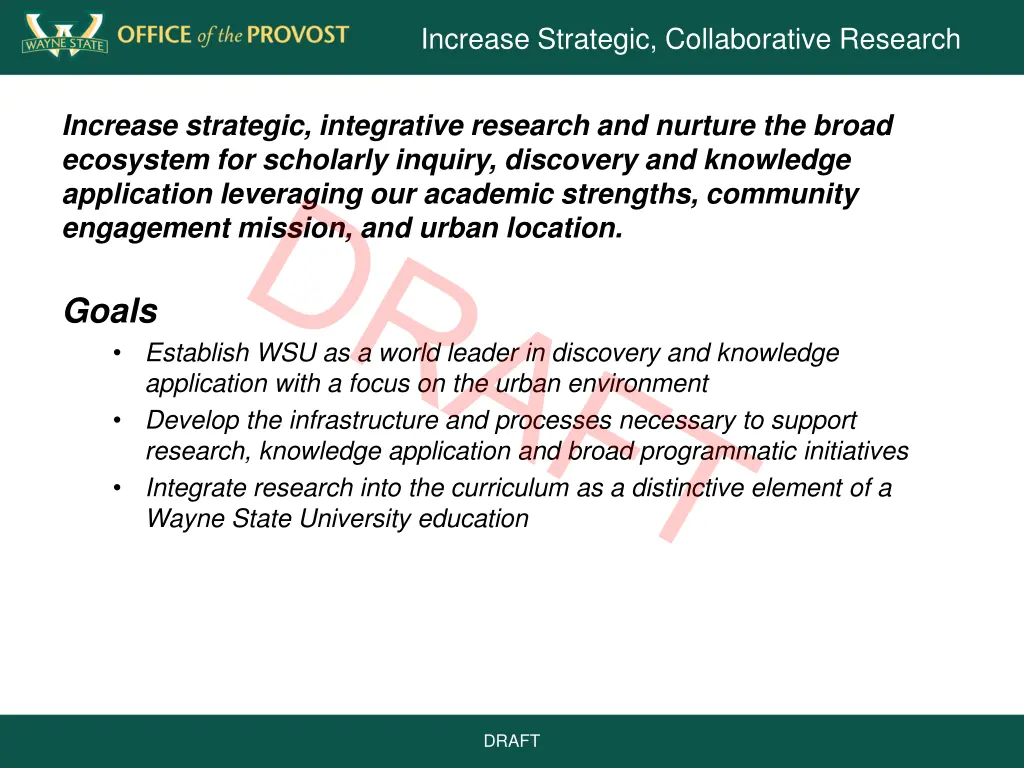 increase strategic collaborative research