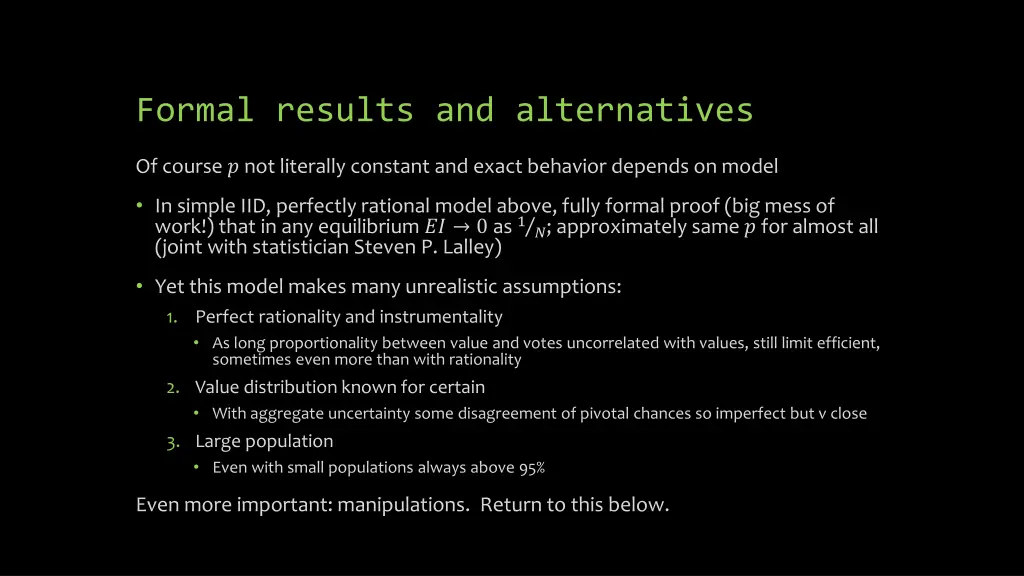 formal results and alternatives