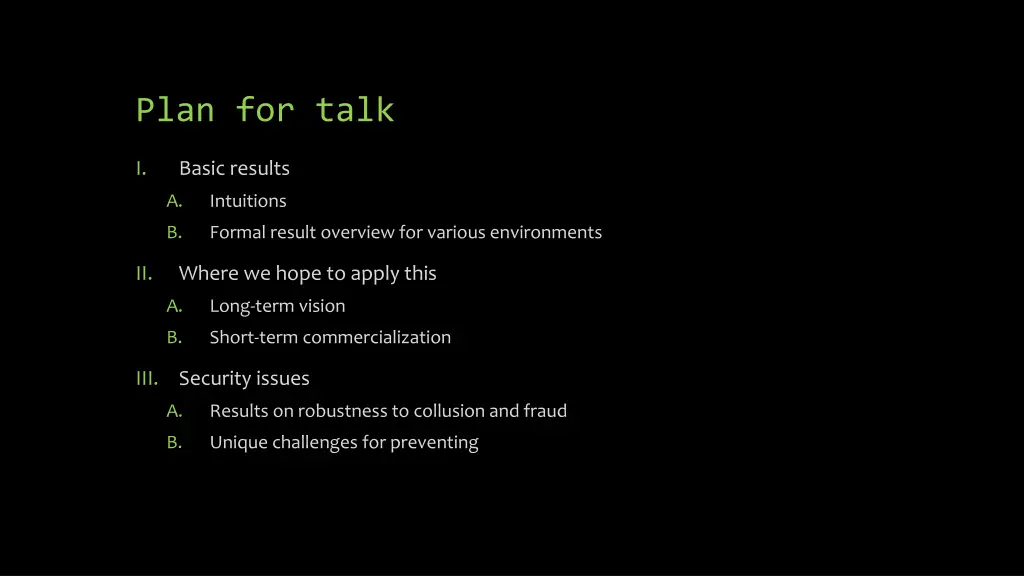 plan for talk