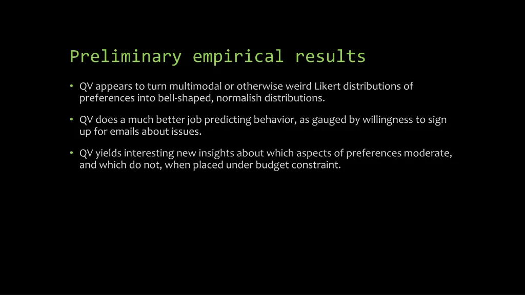 preliminary empirical results