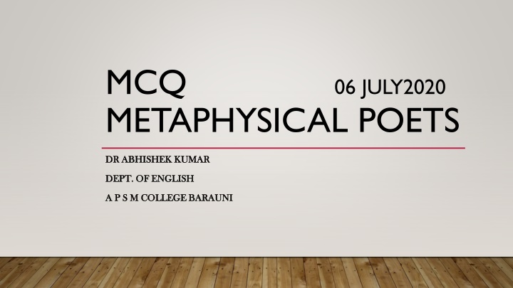 mcq 06 july2020 metaphysical poets