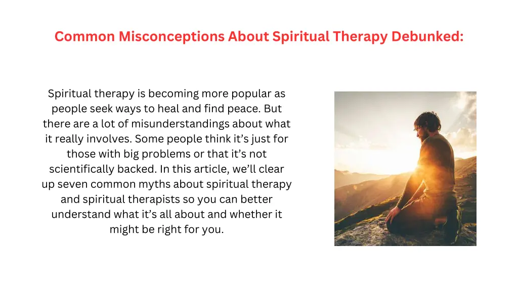 common misconceptions about spiritual therapy