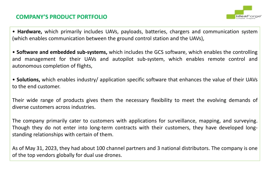 company s product portfolio