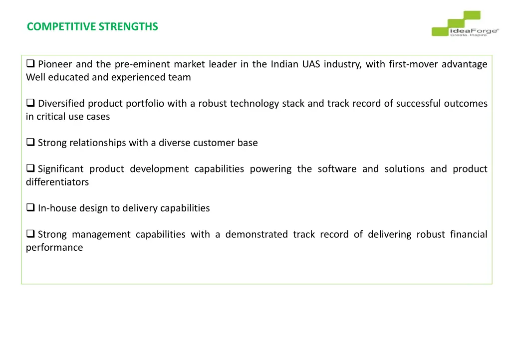 competitive strengths