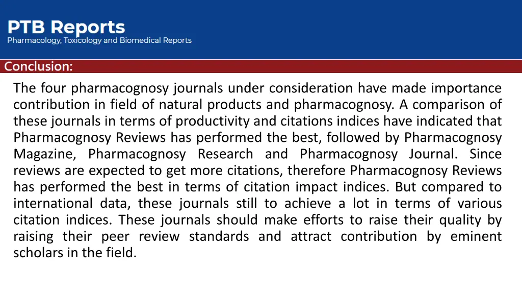 the four pharmacognosy journals under