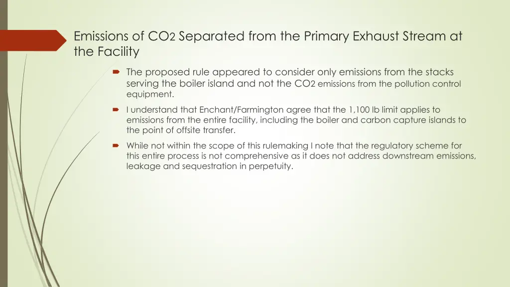 emissions of co 2 separated from the primary