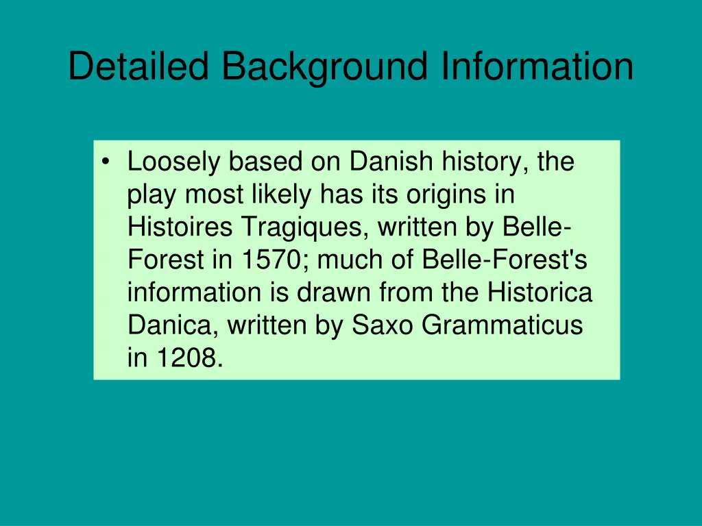 detailed background information