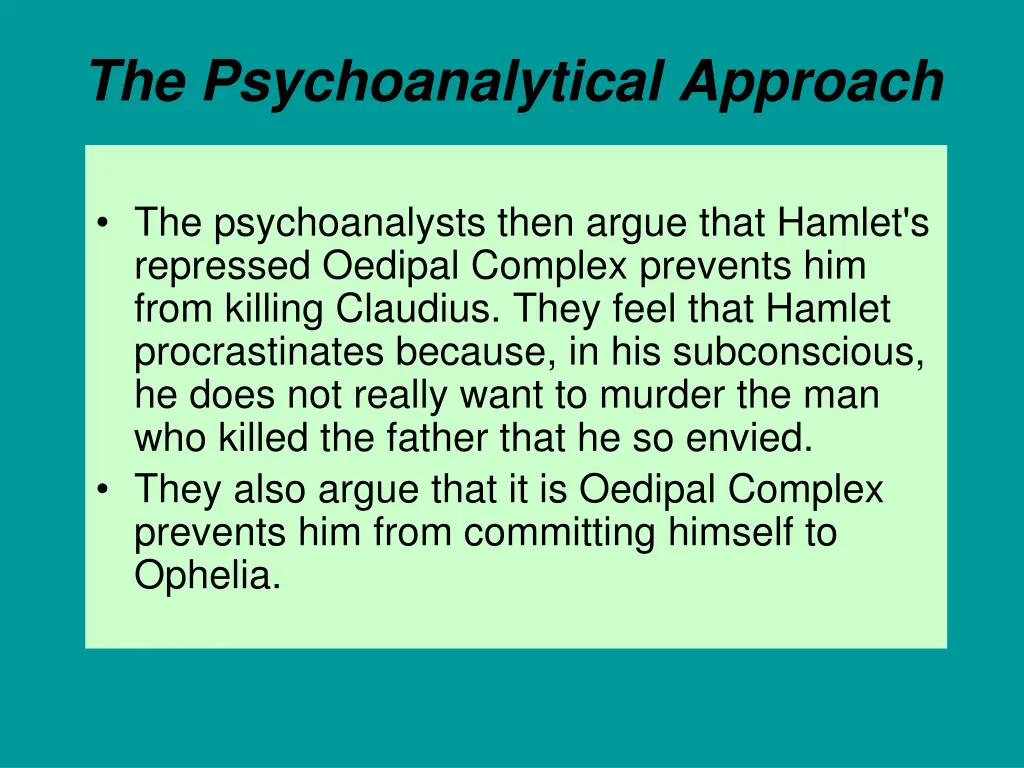 the psychoanalytical approach 1