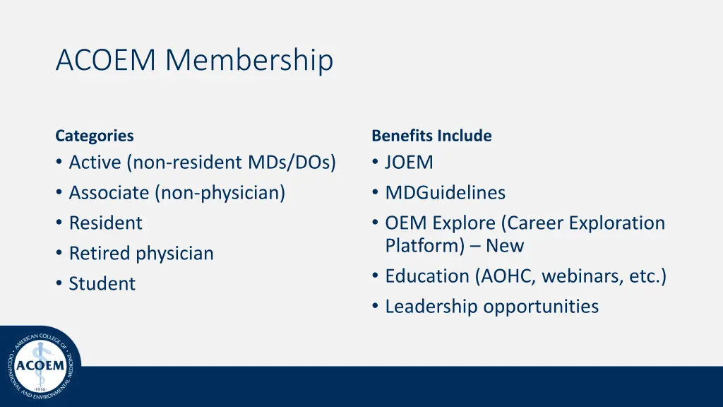 acoem membership