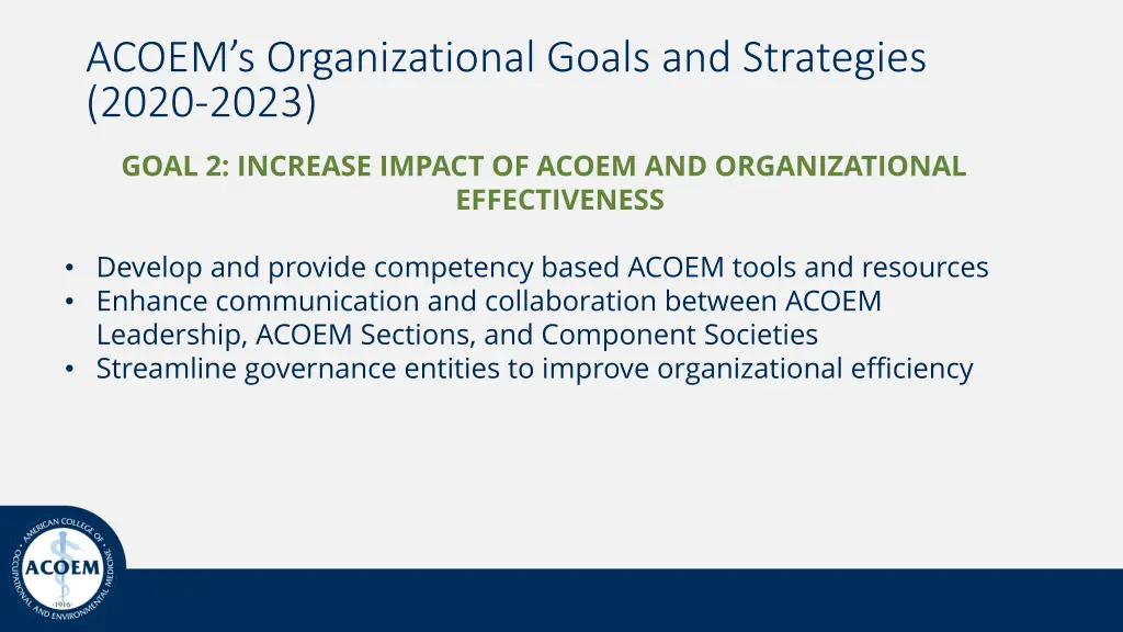 acoem s organizational goals and strategies 2020 1