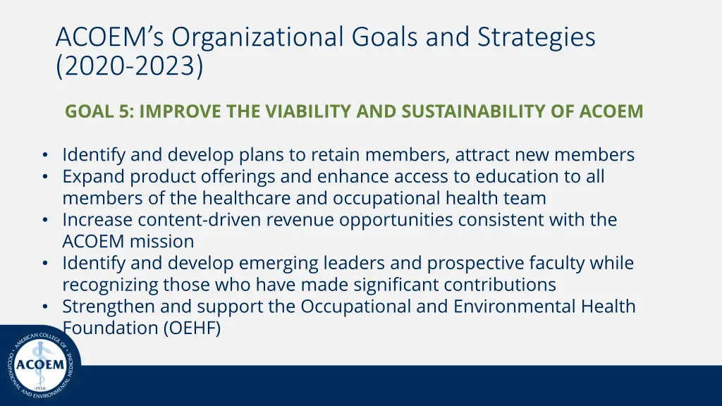 acoem s organizational goals and strategies 2020 4