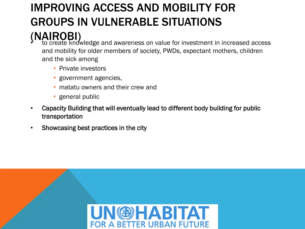 improving access and mobility for groups