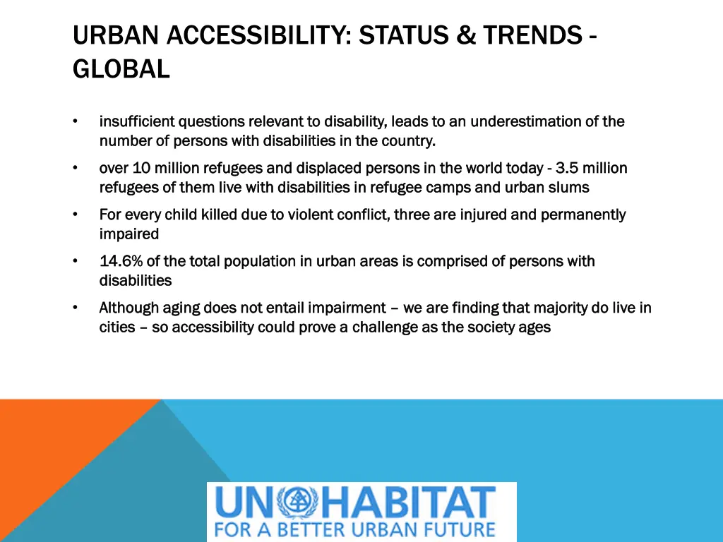 urban accessibility status trends global