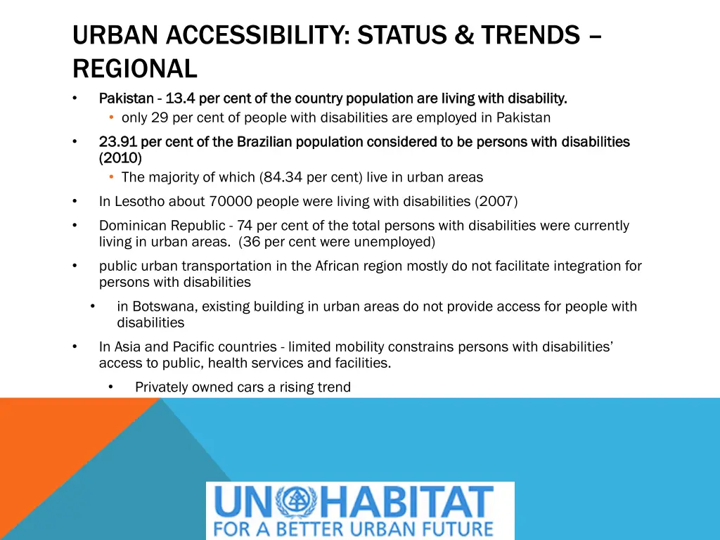 urban accessibility status trends regional