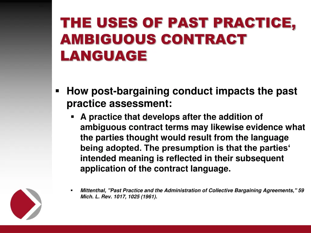 the uses of past practice ambiguous contract 2