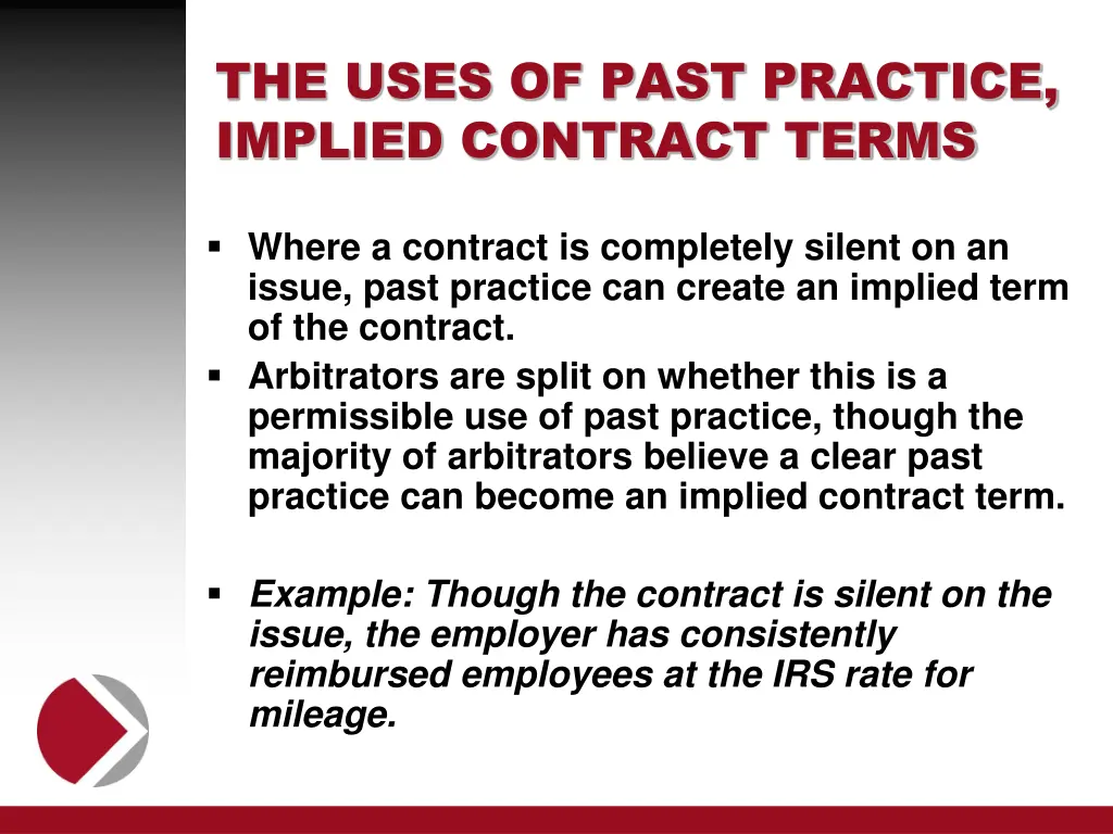 the uses of past practice implied contract terms