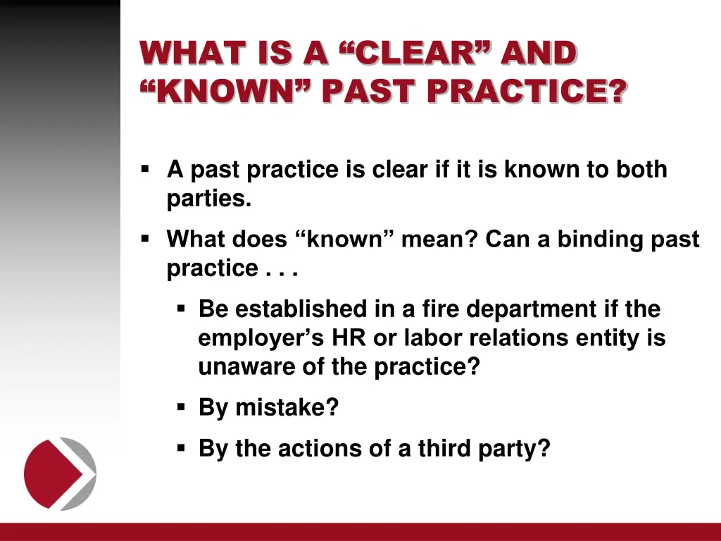 what is a clear and known past practice