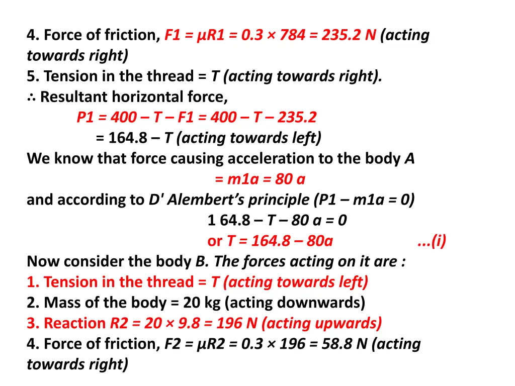 4 force of friction f1 r 1 0 3 784 235 2 n acting