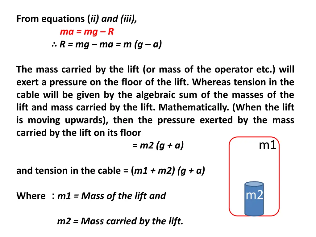 from equations ii and iii ma mg r r mg ma m g a