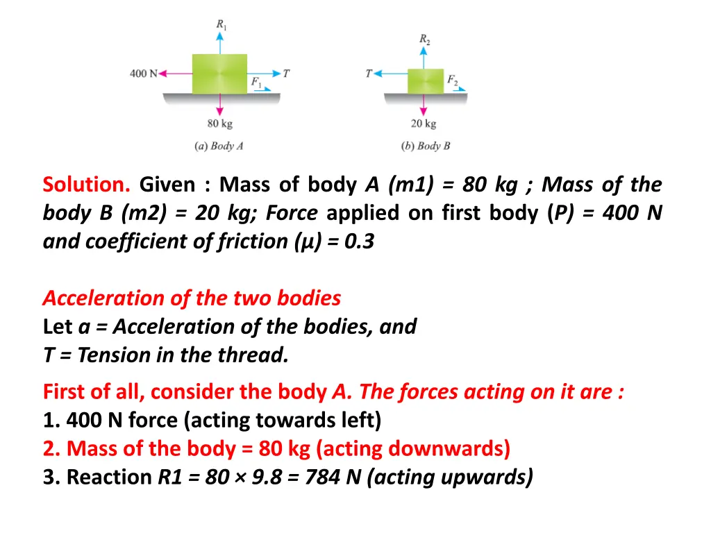 solution given mass of body a m1 80 kg mass