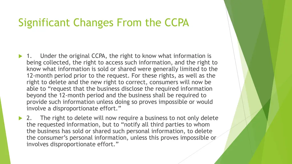 significant changes from the ccpa