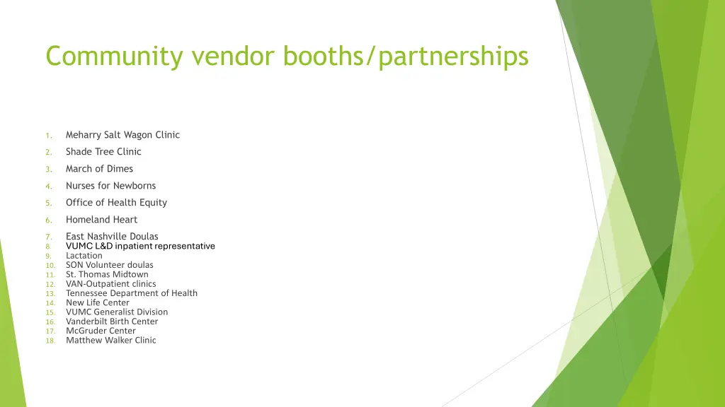 community vendor booths partnerships