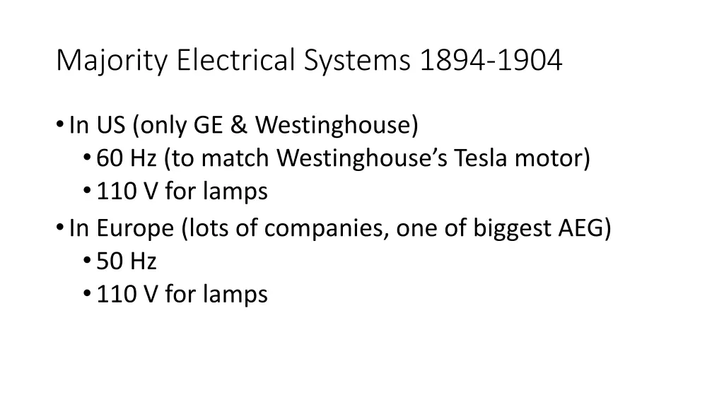 majority electrical systems 1894 1904