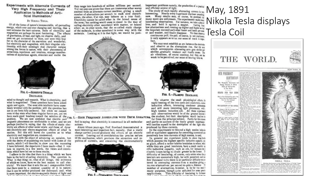 may 1891 nikola tesla displays tesla coil