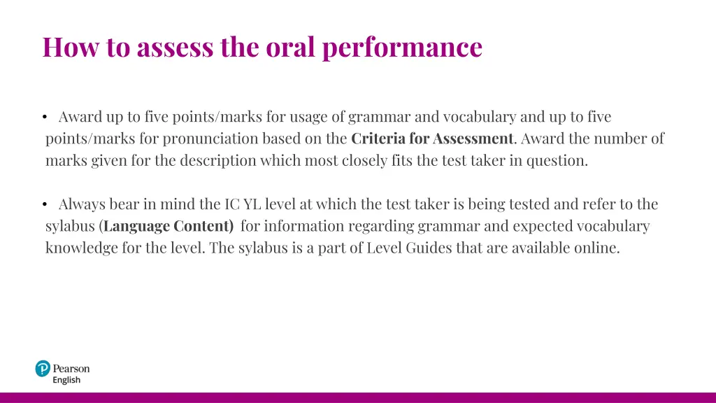 how to assess the oral performance