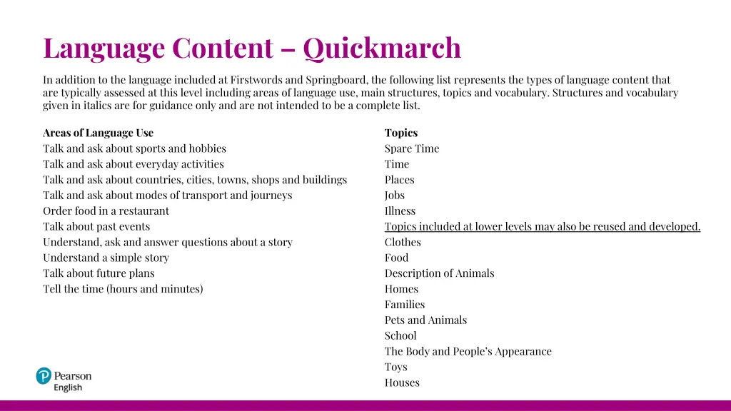 language content quickmarch