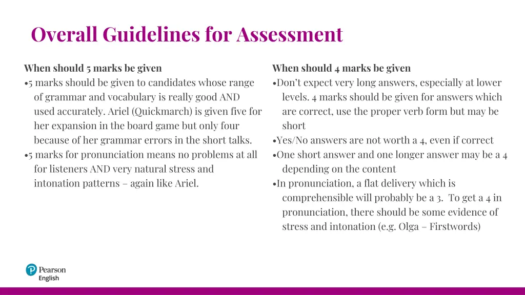 overall guidelines for assessment