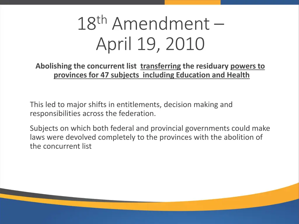 18 th amendment april 19 2010