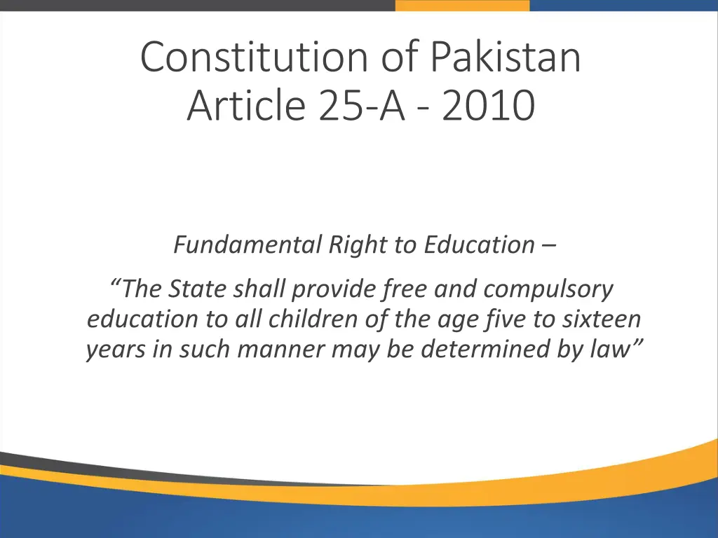 constitution of pakistan article 25 a 2010