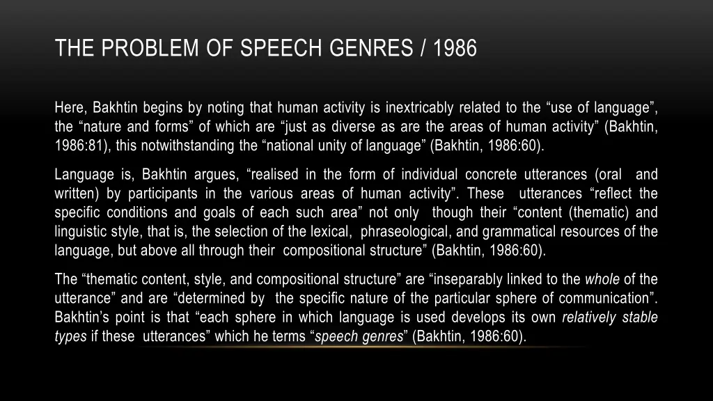 the problem of speech genres 1986 1