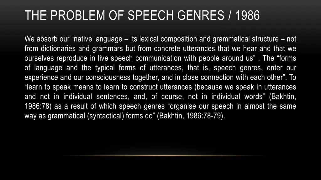 the problem of speech genres 1986 11