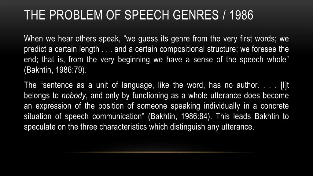 the problem of speech genres 1986 12